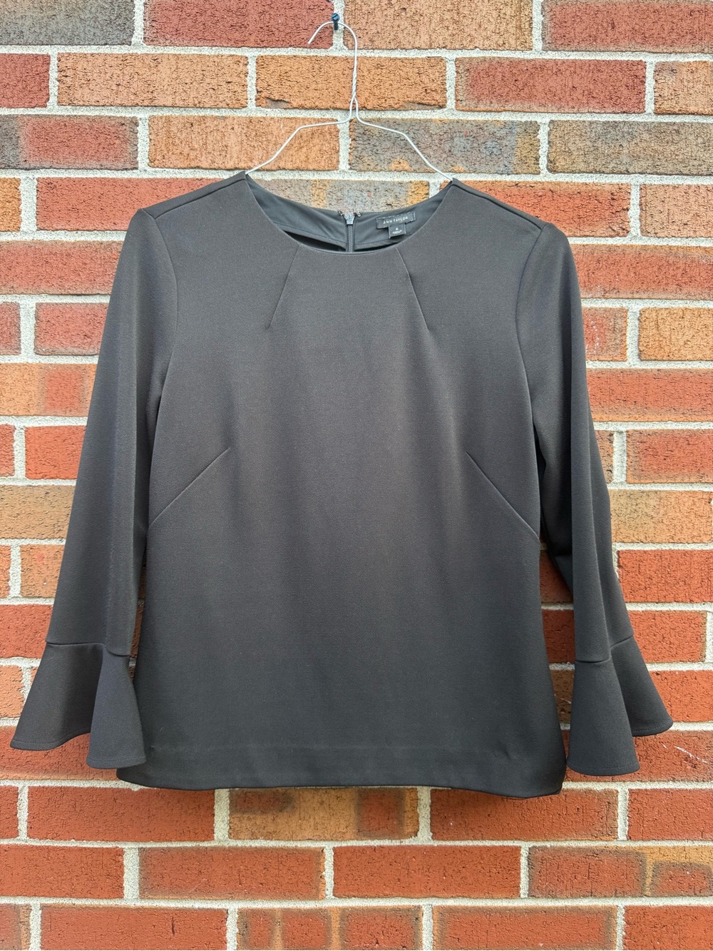 Ann Taylor Black Bell Sleeve Blouse Top Size Medium